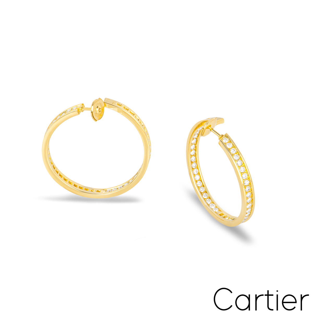 Cartier Yellow Gold Diamond Hoop Earrings